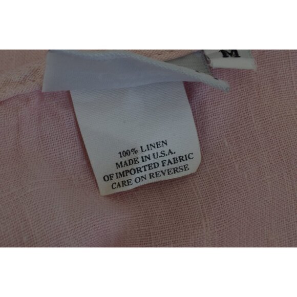Vintage 90s Pink Linen Pink Tunic Blouse | size M - Picture 8 of 10
